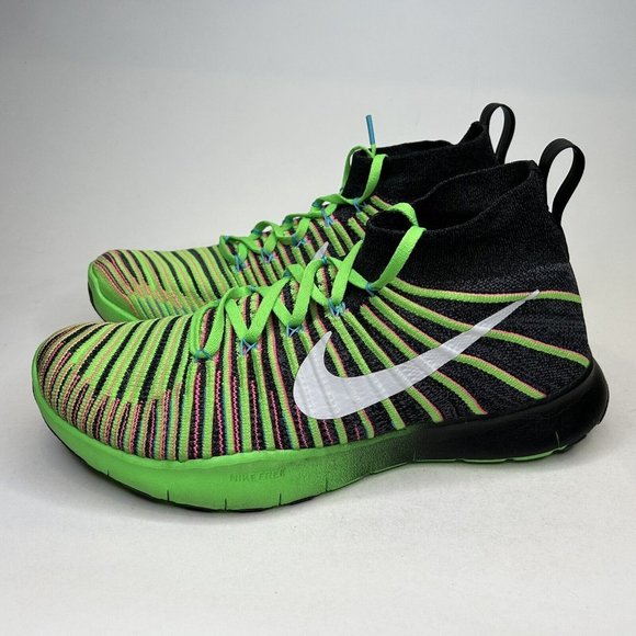 Nike Free Training Flyknit Midtop Men's 13 Watermelon Green Pink Running Shoes - Picture 2 of 10